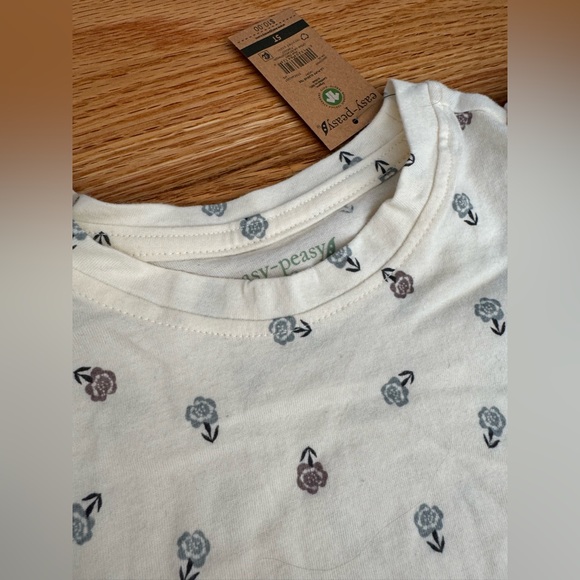 Easy peasy organic girls 5T legging and top Set flowers Print purple blue ivory - Picture 16 of 16